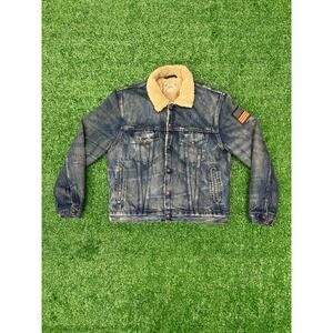 Polo Ralph Lauren Teddy Fleece Lined denim Trucker Jacket SZ Medium